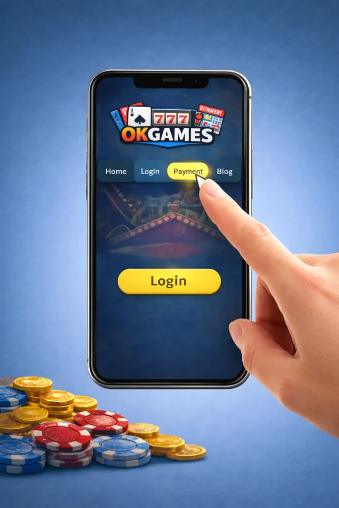 Find and click the Login button - okgames login app