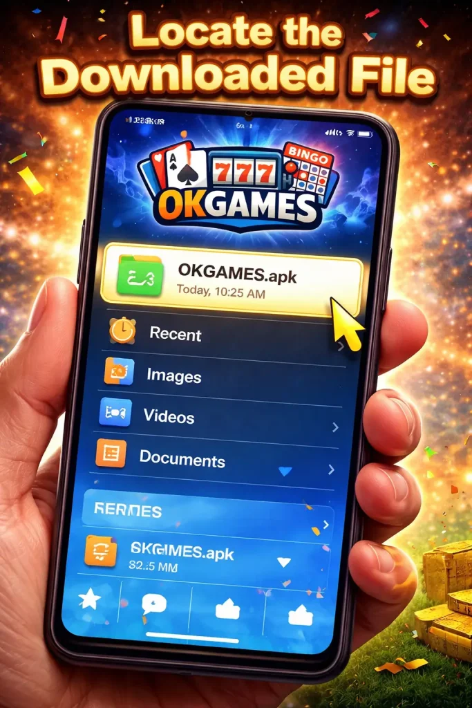 Locate the Downloaded File - okgames app apk
